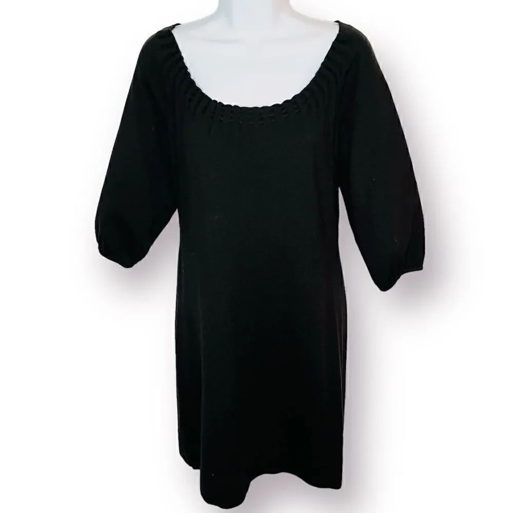 Ann Taylor Wool Blend Sweater Sheath Dress Black Size S